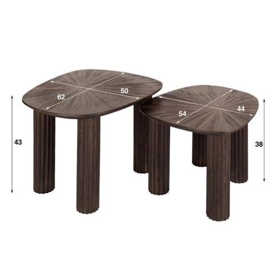 Hoyz salontafel driehoekig maya teak teak rust brown set van 2 - Image 4