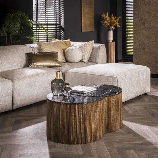 Hoyz salontafel set half moon midnight marmer set van 2 - Image 1