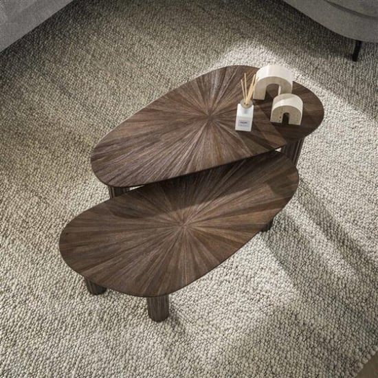 Hoyz salontafel hoekvormig maya teak teak rust brown set van 2 - Image 2