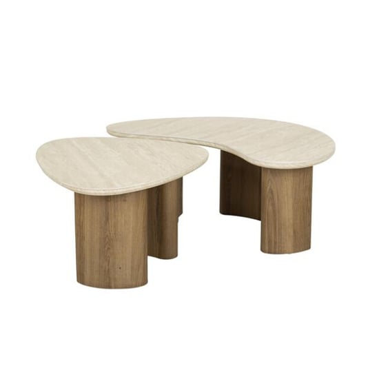 Hoyz salontafel romano organic travertin look set van 2 - Image 2