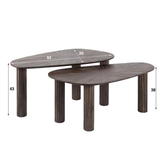 Hoyz salontafel hoekvormig maya teak teak rust brown set van 2 - Image 4
