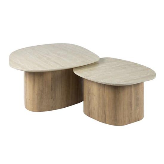 Hoyz salontafel romano kiezel ceramic travertine set van 2 - Image 2