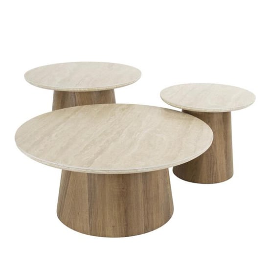 Hoyz salontafel romano tapse poot keramisch travertin set van 3 - Image 2