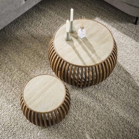 Hoyz salontafel set-2 curve nuovo travertin massief mango - Image 3