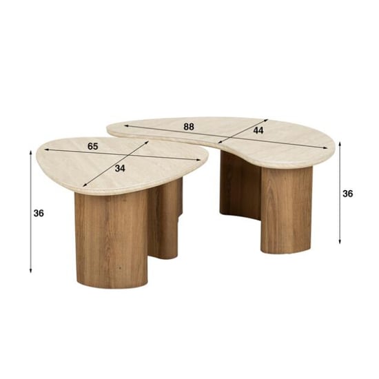 Hoyz salontafel romano organic travertin look set van 2 - Image 3