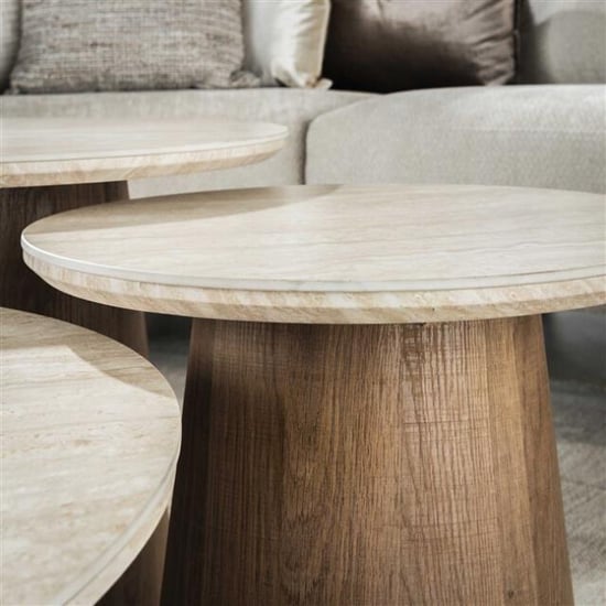 Hoyz salontafel romano tapse poot keramisch travertin set van 3 - Image 3