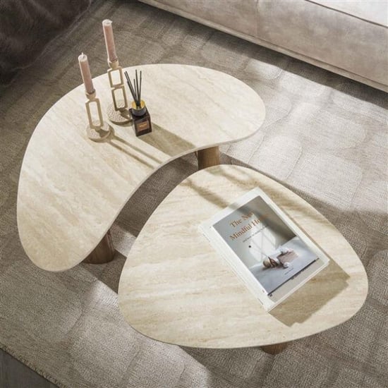 Hoyz salontafel romano organic travertin look set van 2 - Image 4