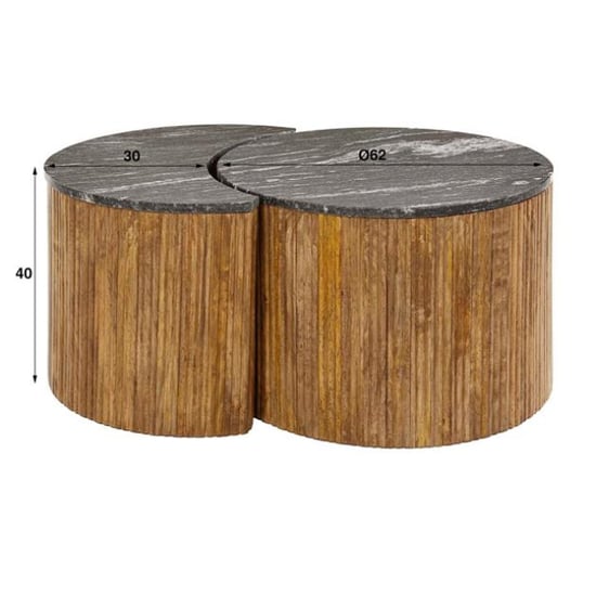 Hoyz salontafel set half moon midnight marmer set van 2 - Image 4