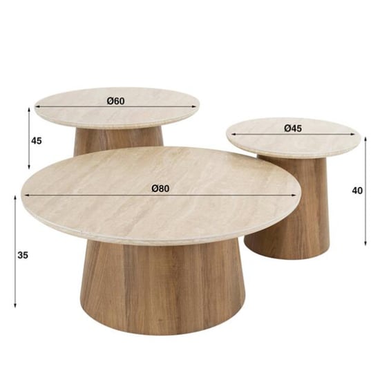 Hoyz salontafel romano tapse poot keramisch travertin set van 3 - Image 5
