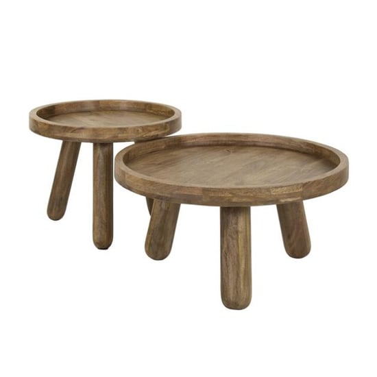 Hoyz salontafel tripod massief mango zandkleur set van 2 - Image 4