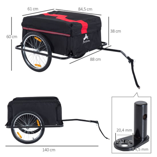 4goodz Homcom fietsaanhanger met 20 inch wielen /rood - Image 3
