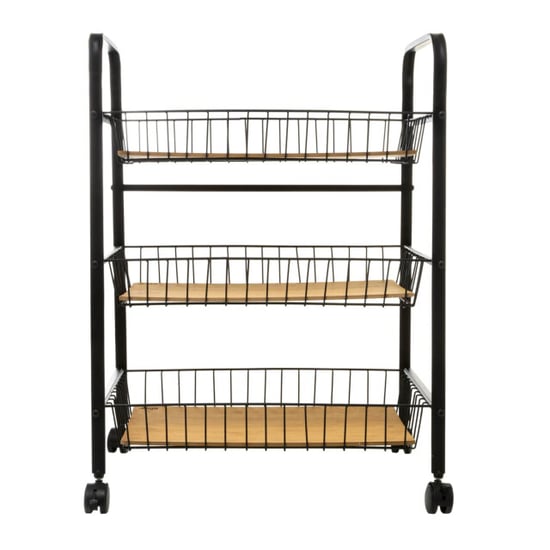 5Five 4goodz serveerwagen met 3 draadstaal opbergvakken 52x39x70 cm - - Image 2