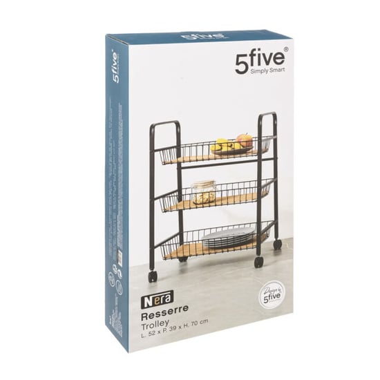 5Five 4goodz serveerwagen met 3 draadstaal opbergvakken 52x39x70 cm - - Image 4