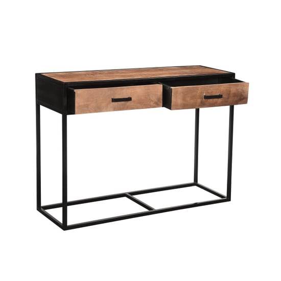 Livingfurn wandtafel sturdy 120x80x35 cm mangohout / gecoat staal - Image 4