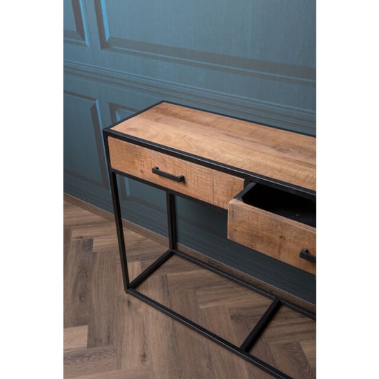 Livingfurn wandtafel sturdy 120x80x35 cm mangohout / gecoat staal - Image 5