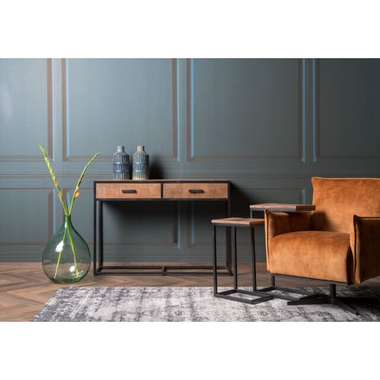 Livingfurn wandtafel sturdy 120x80x35 cm mangohout / gecoat staal - Image 6
