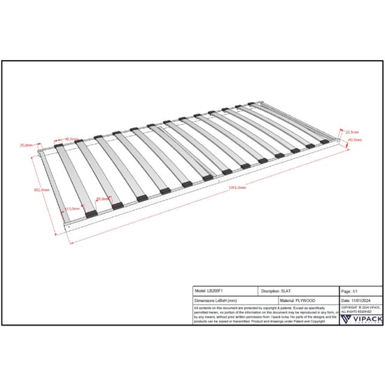 Lucevi lattenbodem kader 13 latten 90x200 cm - Image 3