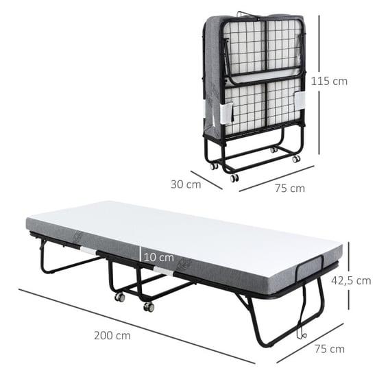 4goodz Homcom logeerbed opklapbaar 1-persoons 200x75x42.5 cm tot 150 kg - Image 2