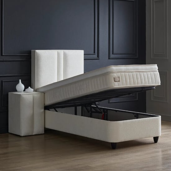 Beddenscout24 Boxspring bed met opbergruimte 120x200 cm beige opbergbed aura inclusief - Image 3