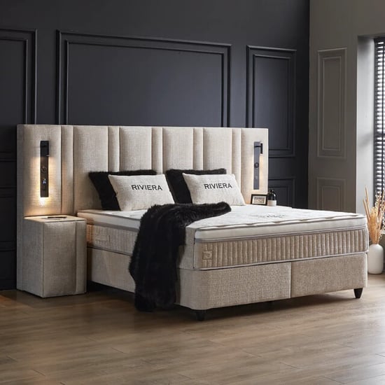 Beddenscout24 Boxspring bed met opbergruimte 180x200 cm - riviera inclusief 32 cm - Image 1