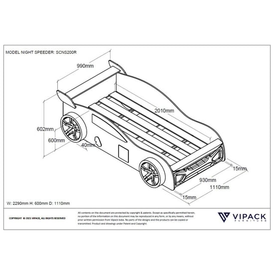Lucevi carbeds night speeder bed 90x200cm - - Image 3