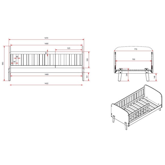 Lucevi kiddy toddler bed 70 x 140 c m kiddy peuter lade - Image 3