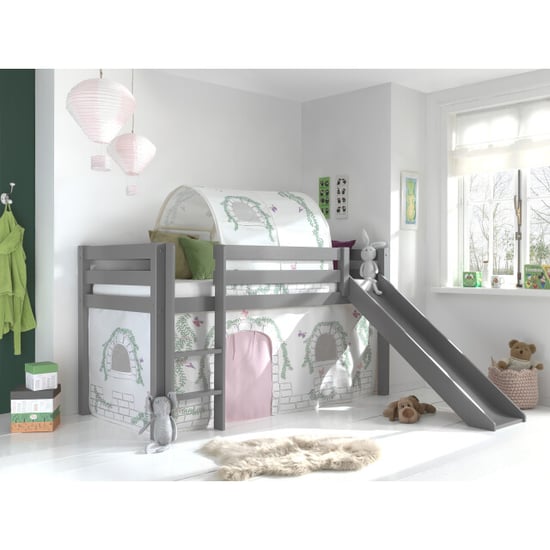 Lucevi pino halfhoogslaper h115cm met glijbaan 90 x 200 cm birdy - Image 1