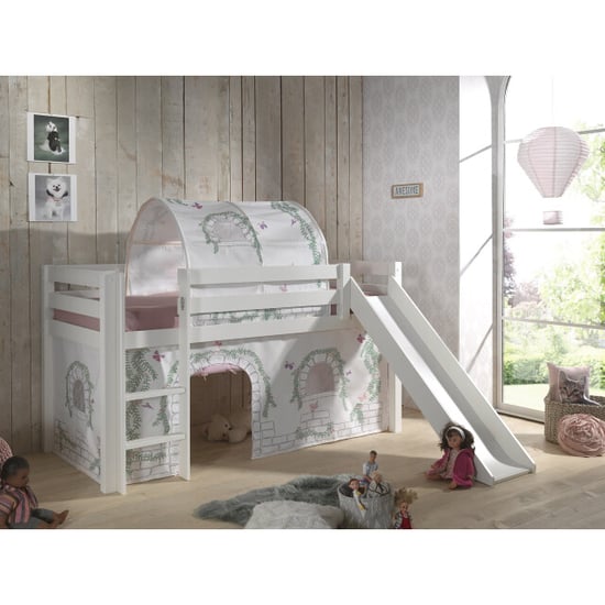 Lucevi pino halfhoogslaper h115cm met glijbaan 90 x 200 cm birdy - Image 1