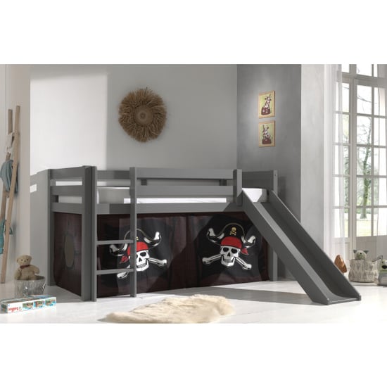 Lucevi pino halfhoogslaper h115cm met glijbaan 90 x 200 cm caribian - Image 1