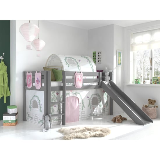 Lucevi pino halfhoogslaper h115cm met glijbaan 90 x 200 cm birdy - Image 1