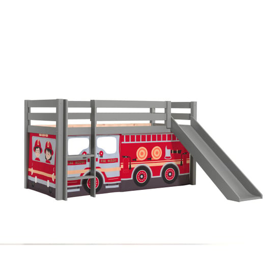 Lucevi pino halfhoogslaper h115cm met glijbaan 90 x 200 cm fire truck - Image 5