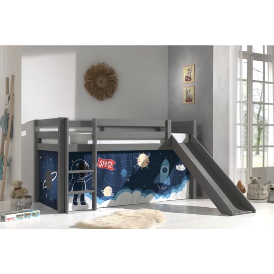 Lucevi pino halfhoogslaper h115cm met glijbaan 90 x 200 cm space shuttle - Image 1