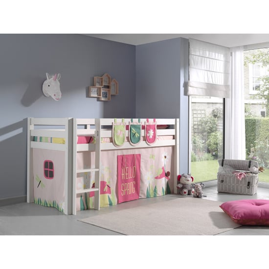 Lucevi pino halfhoogslaper h115cm met ladder 90 x 200 cm spring - Image 1