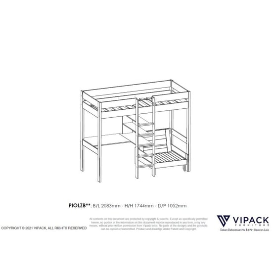 Lucevi pino hoogslaper + bureau + fauteuil 90x200 cm - - Image 3