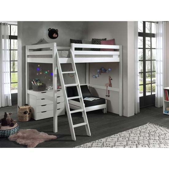Lucevi pino mezzanine bed 140 x 200 cm pino commode 4 laden pino - Image 1