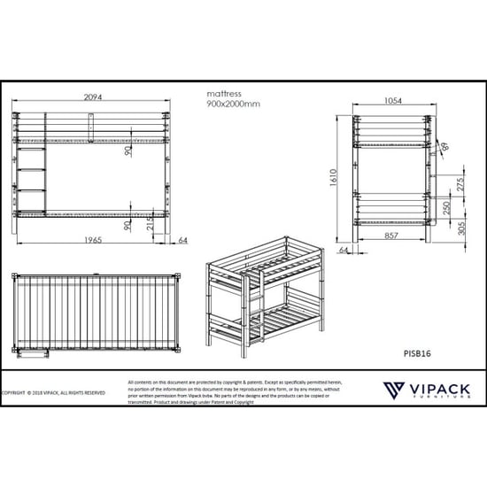 Lucevi pino stapelbed h160cm 90 x 200 cm pino rolbed - Image 5