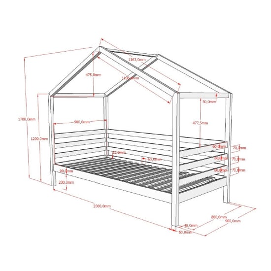 Lucevi pl huisbed 90x200 cm hout - 210x96x170cm - Image 2