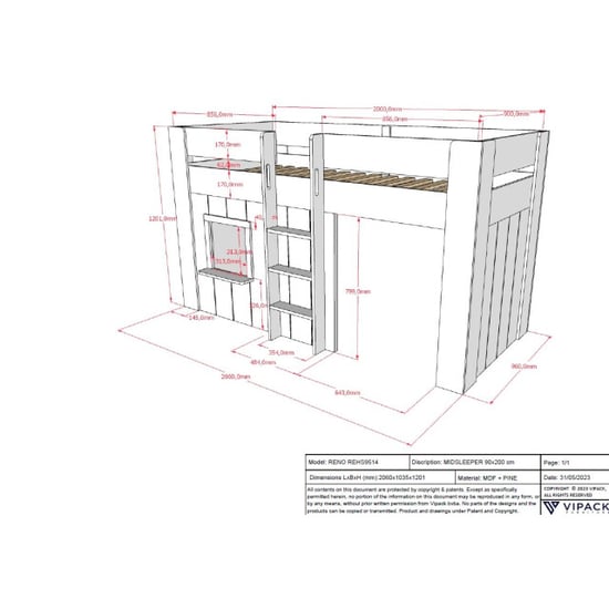 Lucevi reno halfhoogslaper 90x200cm - - Image 3