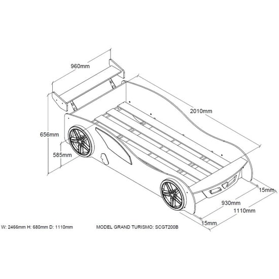 Lucevi carbeds grand turismo bed 90 x 200 cm matras basic cool 90 x 200 - Image 4