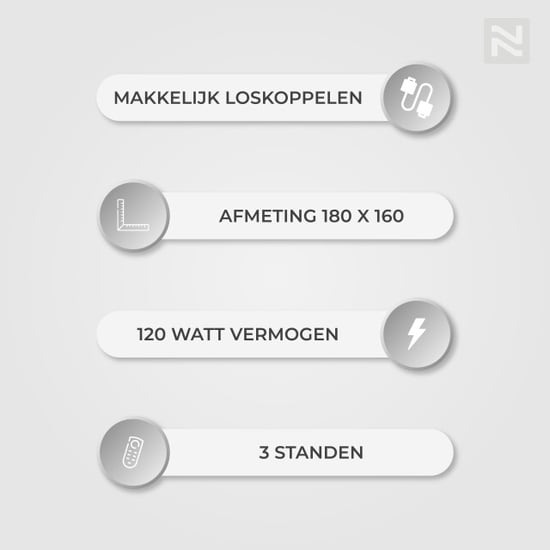 Nuvoo Elektrische bovendeken 180x160 cm xl automatische uitschakeling oververhittingsbescherming 3 standen 120w 2 persoons warmtedeken - - Image 3