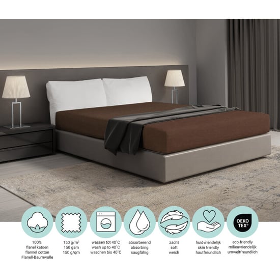 DoubleDry Hoeslaken flanel 100% zacht katoen tweepersoons 140x200 cm rondom - Image 2