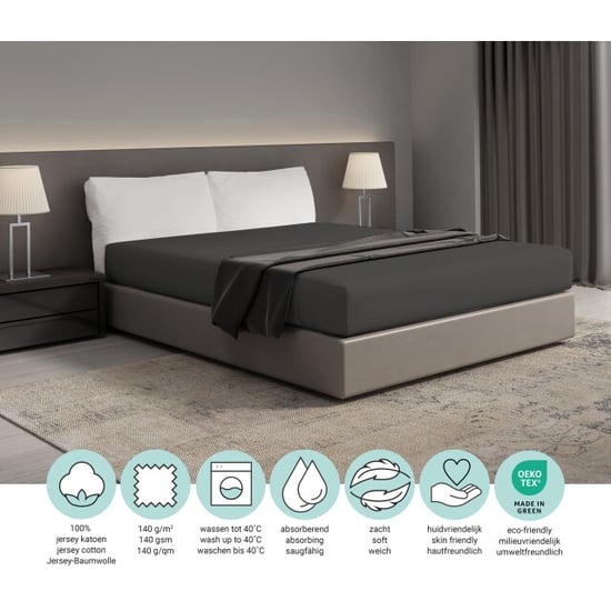DoubleDry Hoeslaken jersey 100% katoen tweepersoons 160x200 cm zacht & - Image 6