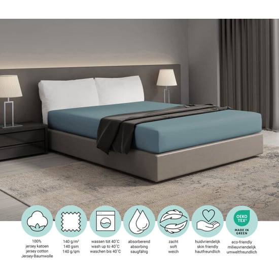 DoubleDry Hoeslaken jersey 100% katoen tweepersoons 160x200 cm zacht & - Image 4