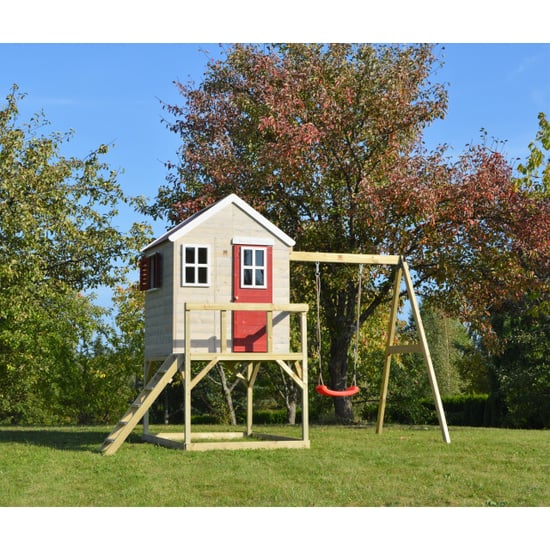 Wendi Toys Wtm23 houten paalwoning zebra met schommel 192x350x242cm - Image 2