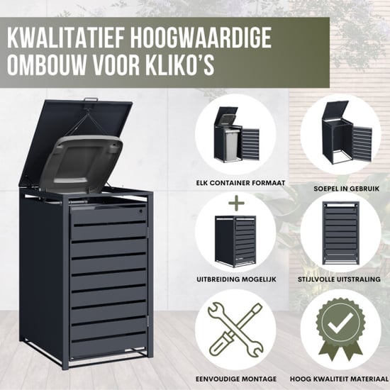 4gardenz ® kliko ombouw 3 kliko's containerombouw antraciet hoogwaardig - Image 3