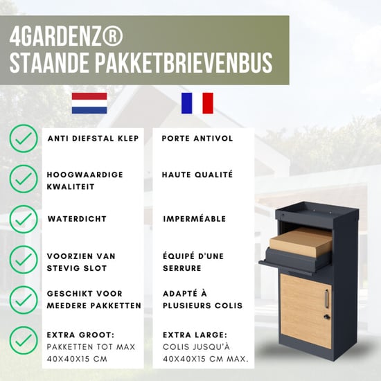 4gardenz ® staande pakketbrievenbus xxl met slot pakketbox extra groot - Image 2