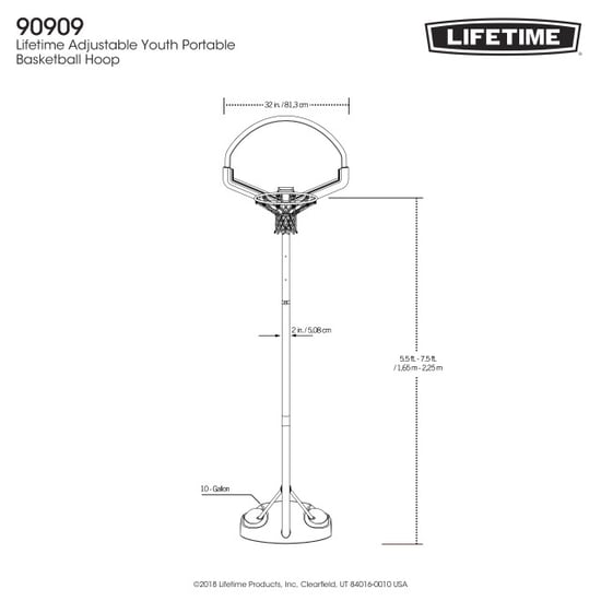 Lifetime Nebraska verstelbare basketbalkorf voor kinderen 167-228 cm - Image 2