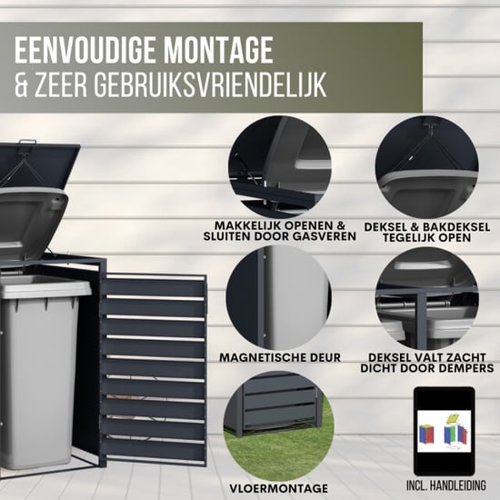 4gardenz ® containerombouw 2 kiko's kliko ombouw hoogwaardig materiaal - - Image 3