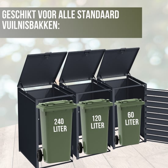 4gardenz ® kliko ombouw 3 kliko's containerombouw antraciet hoogwaardig - Image 4