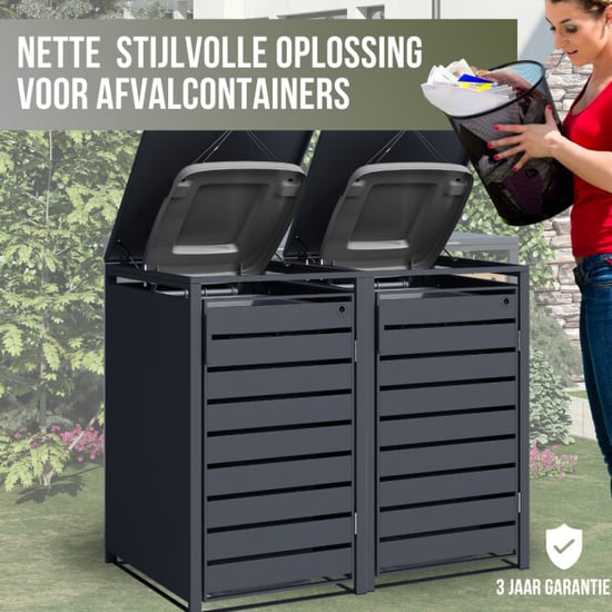 4gardenz ® kliko containerombouw 1 afvalbak weerbestendig antraciet - Image 6